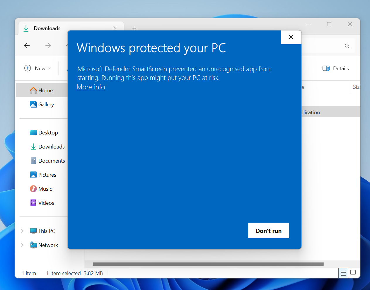 Windows Defender SmartScreen.