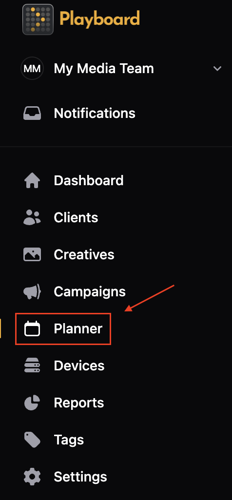 Left menu with Planner highlighted.